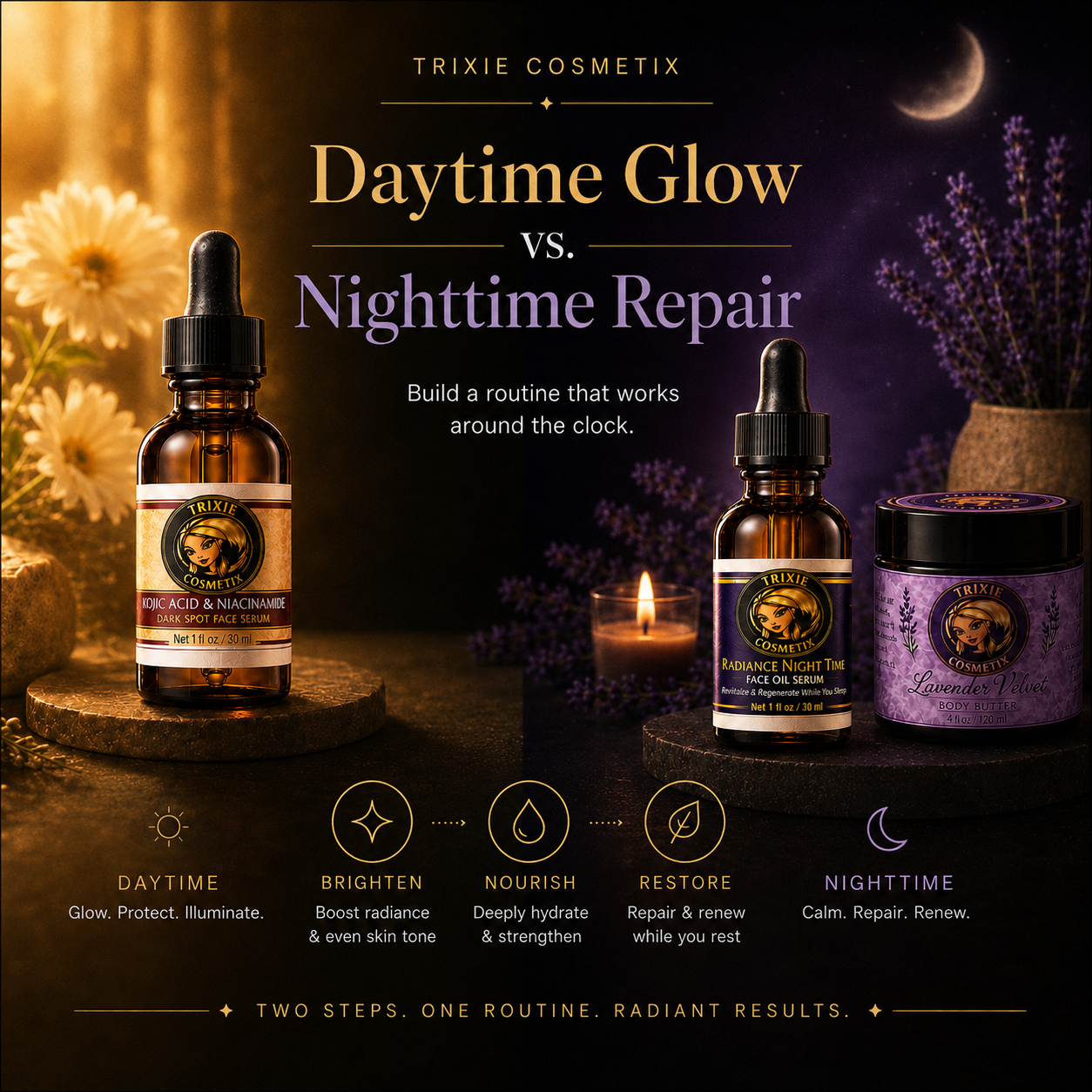 Daytime Glow vs. Nighttime Repair: Building a Routine That Works Around the Clock